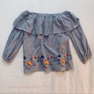 ZARA Off The Shoulder Embroidered Top